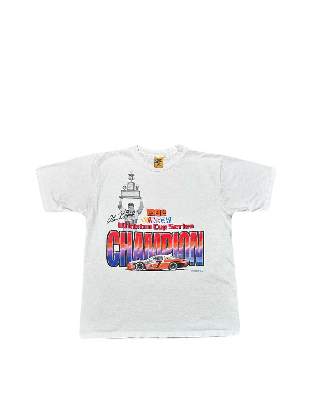 Vintage NASCAR Alan Kulwicki 1992 Champion T Shirt Mens Large Checkered Flag